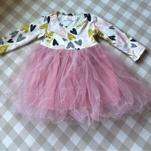Mila & Rose Pink Tutu Dress with Heart Pattern